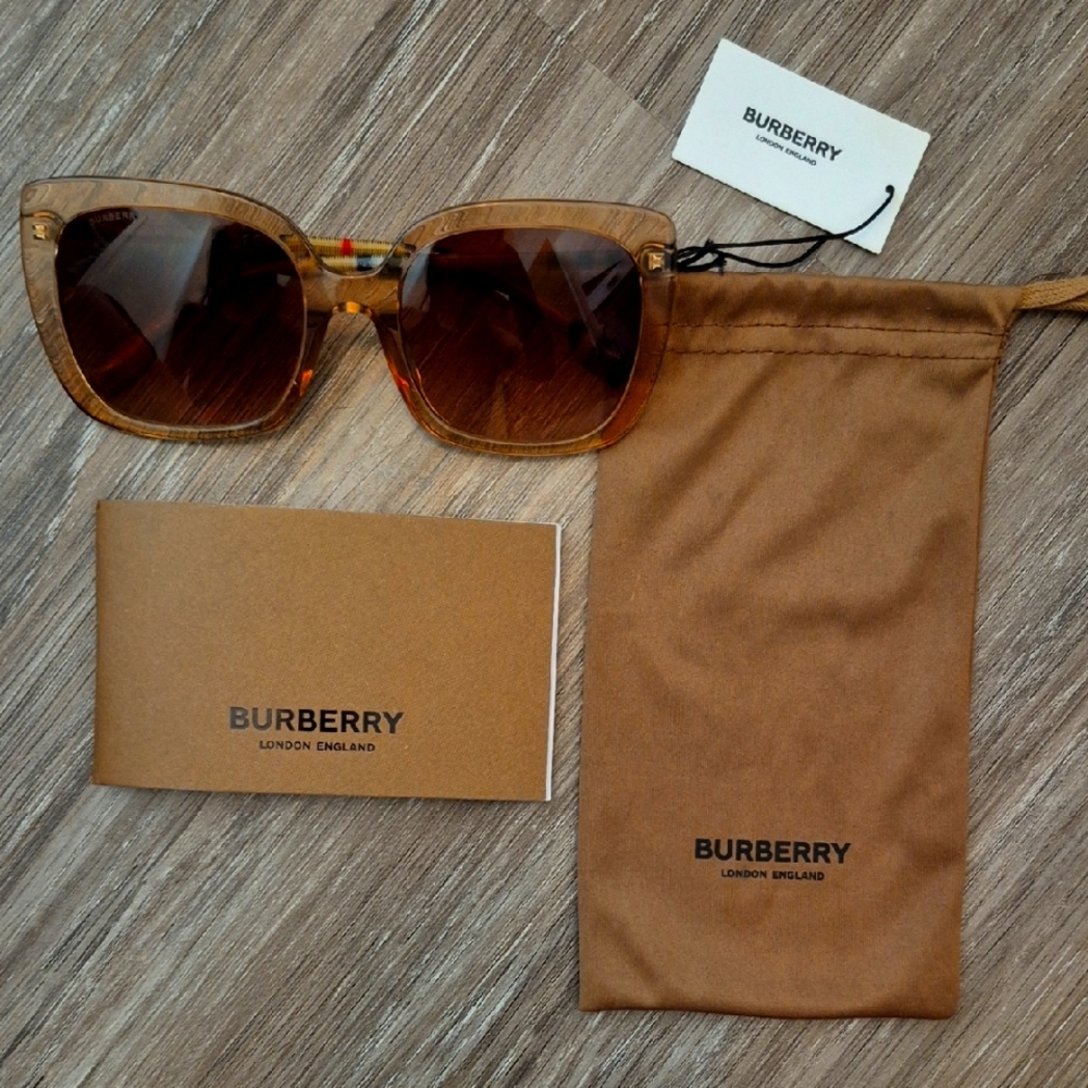 Burberry Tan Sunglasses with Brown Lenses NEW - AUTHENTIC
